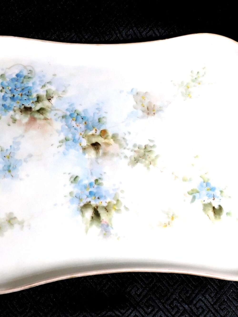 Signed MZ Austria Blue Floral Vanity Tray # 24782